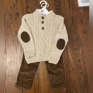 Toddler boy Little Lad Cable Knit sweater and Corduroy pant set 24months